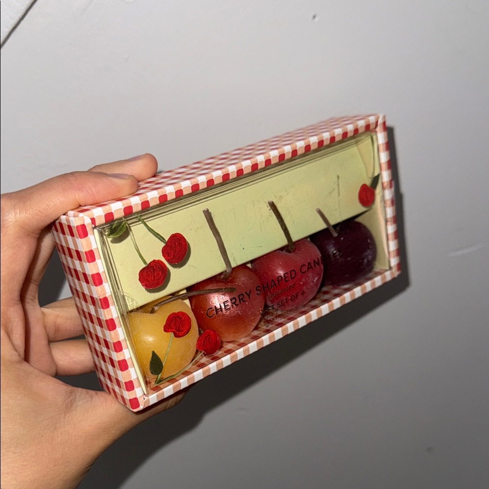 Cherry Shaped Candle Set Wax Candles, Set of 4 By Anthropologie New In Box - Picture 5 of 12